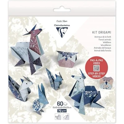 Afbeelding van Origami papier Wouddieren , set met 3 maten 60 vel 70g motief