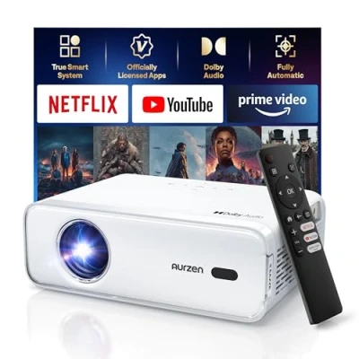 Afbeelding van Aurzen Eazze D1 Smart beamer Home Theater Projector: 4K ondersteunt Full HD 1080P met NetfIix Officially &amp; DoIby Audio, Autofocus Trapeziumcorrectie, Mini WiFi Bluetooth Video
