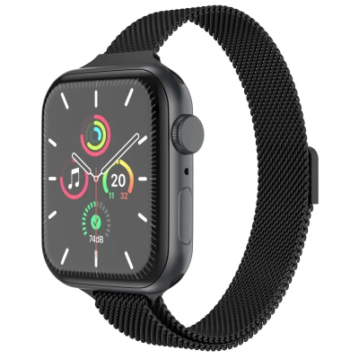 Afbeelding van Apple Watch bandje Milanees Zwart Geschikt voor Series1/2/3/4/5/6/7/8/9/10/SE (38/40/41 mm) Series 10 (42