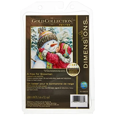 Afbeelding van Dimensions Getelde kruisstickset, A Kiss for Snowman, wit
