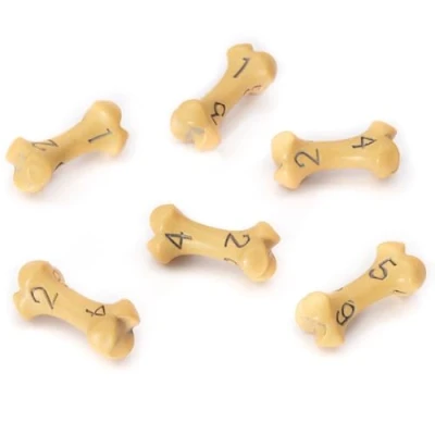 Afbeelding van D6 Dice Set van Zes 6 Vlakkige Dobbelstenen Skull &amp; Bone RPG Dice. Ideaal voor Dungeons Dragons (DND), Warhammer, D&amp;D, Pathfinder, D and D. (Geel)
