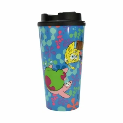 Afbeelding van SpongeBob SquarePants thermomok, 450 ml, drinkbeker met en Patrick, cadeau idee voor fans van Bikini Bottom, officiële merchandise