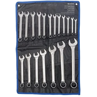 Afbeelding van SW Stahl 00919L Ringsteeksleutelset 8 32 mm, 19 delig I ringsleutel dubbelsleutel ringsleutelset steeksleutel
