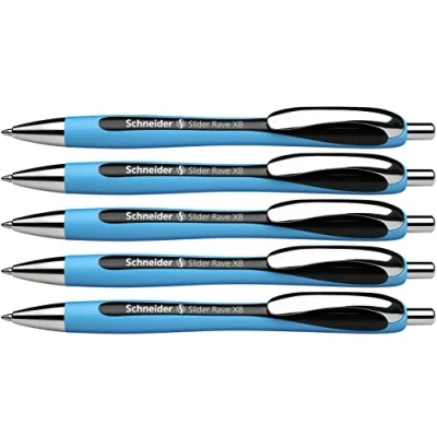 Afbeelding van Schneider Slider Rave XB balpen (lijndikte: XB, documentechte vulling, Made in Germany) 5 stuks, inktkleur: zwart
