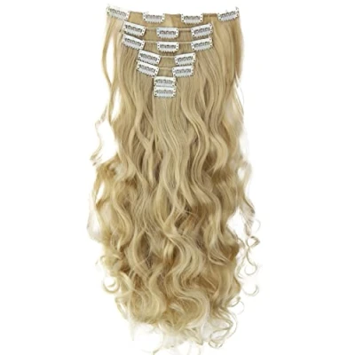 Afbeelding van CAISHA XXL 35cm 8 Delige Set CLIP IN EXTENSIONS Haarextensies Haarstukje Golvend Lichtblond CES118 1