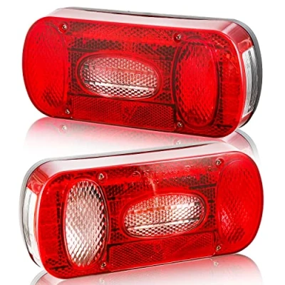 Afbeelding van DARKGUARD Achterlichtenset voor aanhanger, 12 V, E4, 7 functies, 2 stuks halogeen achterlicht, achterlichten met mistlampen, achteruitrijlicht, waterdicht, caravanlamp