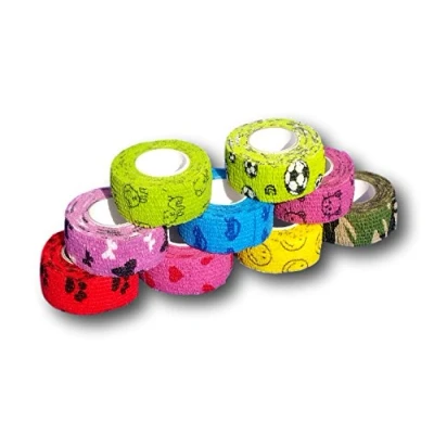 Afbeelding van EKNA Set van 9 kinderpleisters vingerverband pleisterverband pleister zonder lijm kleurrijke motiefmix 2,5 cm x 4,5 m elastisch, waterafstotend, koolzaai..