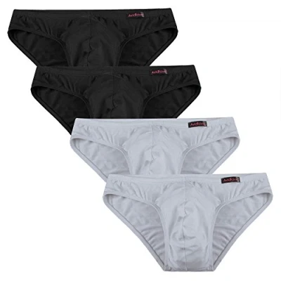 Afbeelding van Avidlove Herenondergoed, set van 4 stuks, slips, micro modal, zijdezachte onderbroek, 2 x zwart, grijs, M