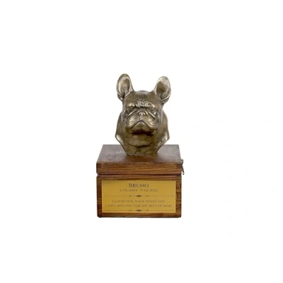 Afbeelding van Franse Bulldog urn hond met beeldje gepersonaliseerde hondenurn