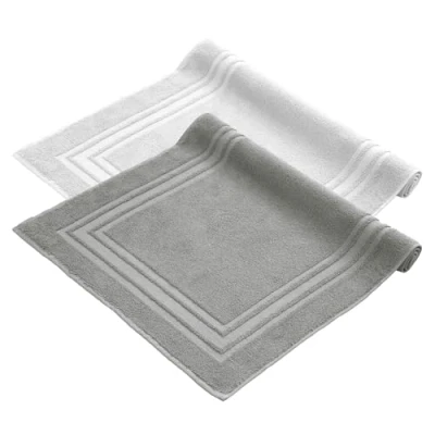 Afbeelding van Komfortec Badmat 2 stuks Zachte en Absorberende Douchemat 50x70 cm 100% Katoen Lichtblauw&amp;Wit