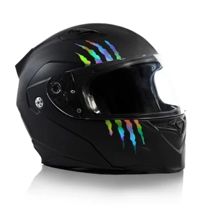 Afbeelding van Finest Folia K173 K173, helmstickers, set van 2, 7,5 x cm, monstersticker, klauw, decoratie voor motorfiets, helm, auto, motorhelm, krassporen, zelfklevend, waterdicht (hologram)