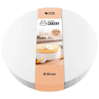 Afbeelding van MCE Commerce A39950730 Taarten Dummy piepschuim schijf, wit, cirkel ø 30 cm, H 5 cm