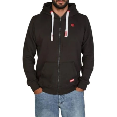 Afbeelding van riverso RIVNoah Sweatjack voor heren, met capuchon, ritssluiting, regular fit, bruin, rood, blauw, zwart, groen, grijs, beige, S, M, L, XL, XXL, 3XL, 4XL, 5XL, Black Formula Red (24002), XXL