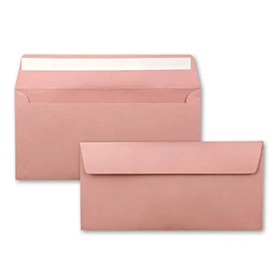 Afbeelding van 100 enveloppen DIN lang oudroze (roze) 110 g/m² 11 x 22 cm zeer vormvast zelfklevend kwaliteitsmerk: FarbenFroh by GUSTAV NEUSER