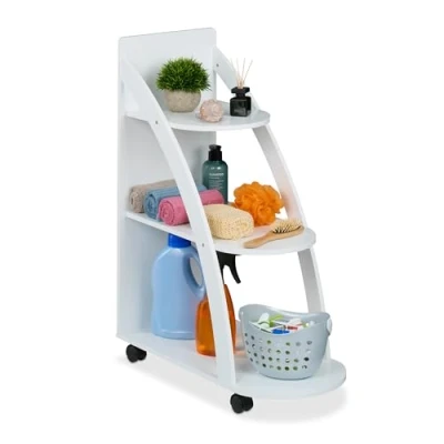 Afbeelding van keukentrolley 3 etages 80 x 60 30 cm badkamer trolley wit