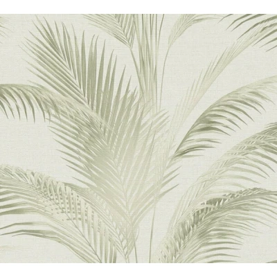 Afbeelding van Livingwalls Vliesbehang Palmen hoogwaardig behang jungle 399802 in crème, groen luxe ontworpen door MICHALSKY
