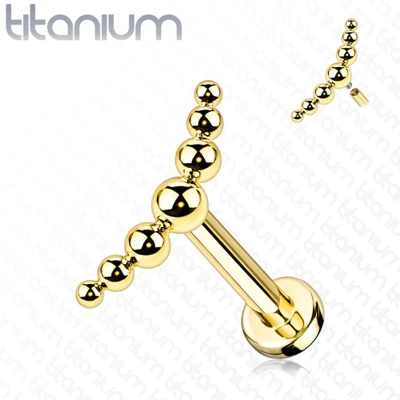 Afbeelding van Titanium Piercing 7 balls goud kleur 1.2x6