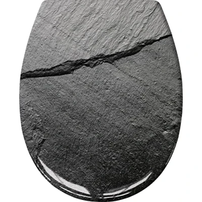 Afbeelding van Kleine Wolke WC bril Slate met automatische sluiting, kleur: leisteen, materiaal: Duroplast, afmetingen: 37 x 45 cm