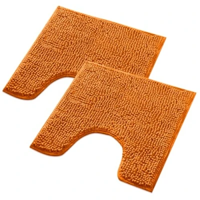 Afbeelding van WohnDirect Badmatset, 2 delig, oranje, 45 x cm met wc uitsparing, antislip en wasbaar, badmat voor badkamer, toilet