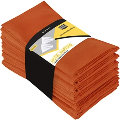 Afbeelding van Utopia Kitchen Doek Servetten [12 Pak, Oranje] 46x46 cm Katoen Blend Wasbaar en Herbruikbaar Tafel Diner voor Hotel, Lunch, Restaurant, Bruiloften, Evenement Partijen