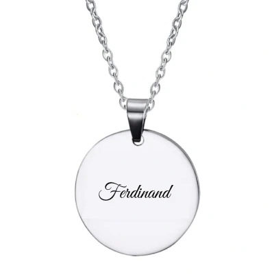 Afbeelding van Ketting RVS Met Naam Gravering Ferdinand Zilver Rond