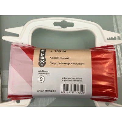 Afbeelding van Afzetlint Starx 100 meter (Rood/Wit, Rol)