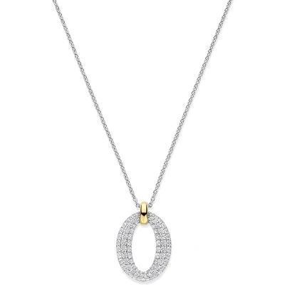 Afbeelding van TI SENTO Dames Ketting 925 zilver Zirkonia met geel verguld Maat 42 34092ZY