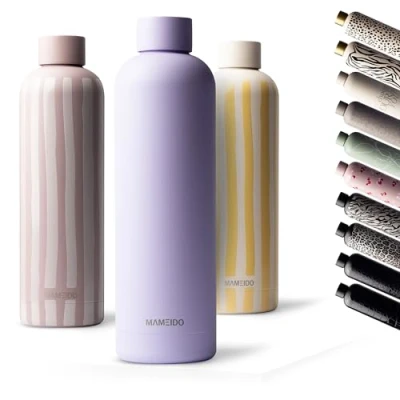 Afbeelding van MAMEIDO roestvrij staal drinkfles 750ml lekvrije thermosfles, waterfles BPA vrij, geïsoleerde fles, koffie &amp; thee (Lavender Haze, 0,75l)