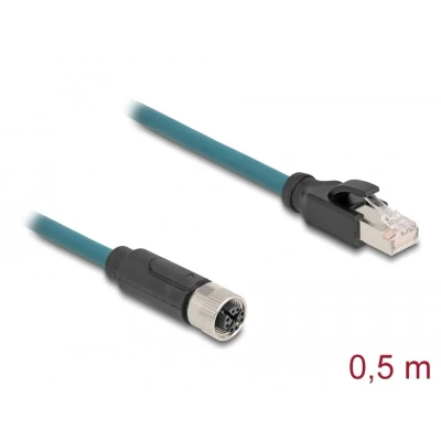 Afbeelding van Delock M12 Adapterkabel X kodiert 8 Pin Buchse zu RJ45 Stecker 50 cm