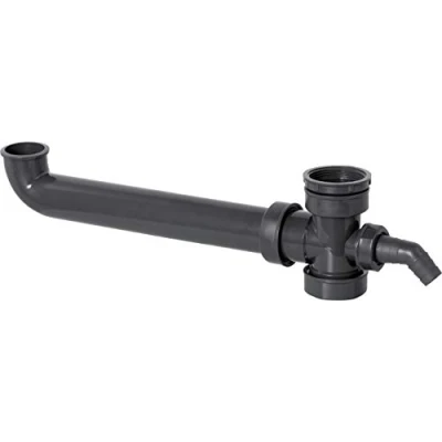 Afbeelding van Cornat Recyclaat afvoerverbinding voor dubbele spoelbakken, 1 1/2 inch, excentrische afvoer, met apparaataansluiting, gemaakt van gerecyclede kunststoffen, Made in Germany kwaliteit, T353904R