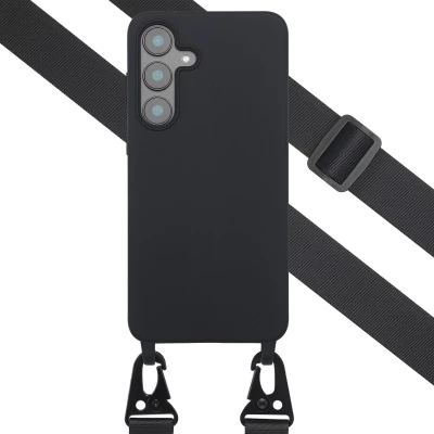 Afbeelding van Samsung Galaxy S25 FE Hoesje Siliconen en TPU (zacht) Selencia Softcase/Koordhoesje/Backcover Zwart Telefoonhoesje