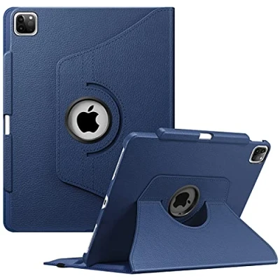 Afbeelding van Fintie Hoes voor iPad Pro 12.9 2021 5e Generatie/iPad 4e Gen 2020/3e 2018 360 Graden Verstelbare Beschermhoes Vover met Potloodhouder, Auto Sleep/Wake, Marineblauw