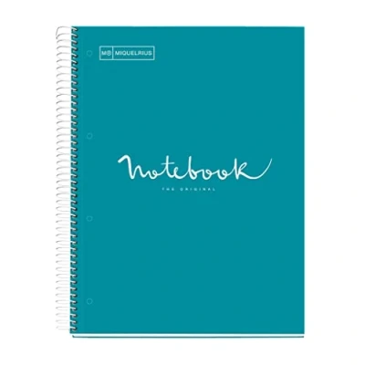 Afbeelding van Miquelrius notitieboek A4 Notebook Emotions, 120 pagina&#039;s 90 g/m², Raster 5 mm, Gekleurde strepen, Micro geperforeerde spiraal, Extra stijve kaft, 4 perforaties, Formentera Blauw