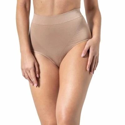 Afbeelding van Risalti Vormgevende damesslip met hoge taille, slip shaper van zachte microvezel, zonder naden, platte buikbroekjes, Made in Italy, Natuurlijk., L/XL