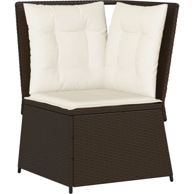 Afbeelding van vidaXL Tuinhoekbank met kussens poly rattan bruin