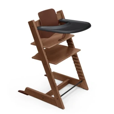 Afbeelding van Stokke Tripp Trapp Warm Brown :kinderstoel Incl. dienblad (zwart), stoel, en babyset 2 voor kinderen van 6 36 maanden verstelbaar ergonomisch