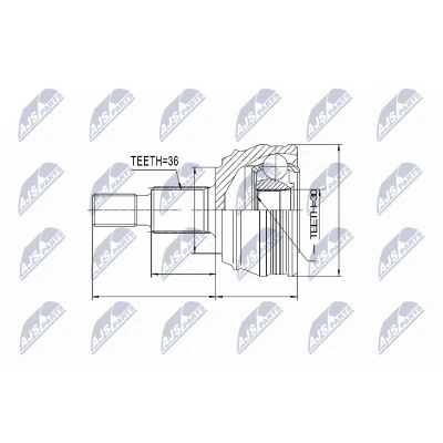 Afbeelding van Homokineet reparatie set, aandrijfas NTY NPZ VW 007