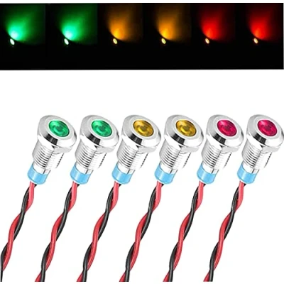 Afbeelding van GUUZI 6 stks 220V 230V 8mm LED paneel Pilot Dash Waarschuwingslampje Indicatielampje Lamp Lampen Directionele (Rood/Geel/Groen)