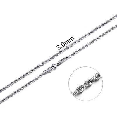 Afbeelding van Ketting koord staal 60cm 3mm zilverkleurig