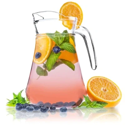 Afbeelding van KADAX Kruk, glazen kan, kan van robuust glas, waterkan met tuit en handige handgreep, karaf voor koude dranken, sap, melk, ijsthee, transparant (Theo, 1,4 l)