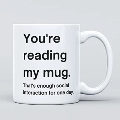 Afbeelding van You&#039;re Reading My Mug Joke grote zware keramische nieuwigheid grappige koffiemok, beker voor mannen en vrouwen, meisjes jongens cadeau verjaardag, leraar, Kerstmis Work Boss Colleague