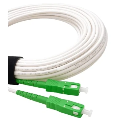 Afbeelding van Elfcam® 1M Glasvezelkabel/verlengkabel Kousenband Simplex Monomode SC APC op Afscherming en Versterkte Aansluiting zeer Betrouwbaar Verlies Wit,