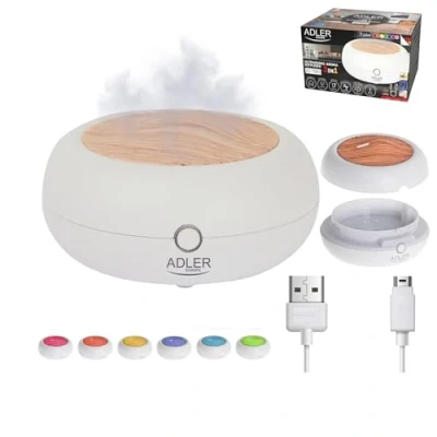 Afbeelding van ADLER EUROPE AD7969 geurolie diffuser, ultrasone luchtbevochtiger, aromatherapie led verlichting met 7 kleuren, sfeerlamp