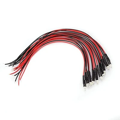 Afbeelding van 10 stuks Pre Wired LED Diode 12V 0.06W 3mm Laag Stroomverbruik Light emitting Multicolor Kabel, 20cm(Rood)