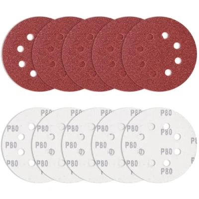 Afbeelding van Bolatus Schuurpapier, 10 stuks, 125 mm, klittenband, korrel 80, ronde excentrische schuurmachine, 8 gaten, schuurbladen voor het ontbramen en slijpen van soldeerpunten