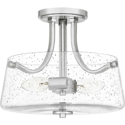 Afbeelding van Elstead Quoizel Hollister Bowl Semi Flush Plafondlamp Gepolijst Nikkel