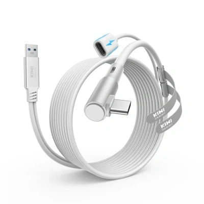 Afbeelding van KIWI design Link kabel met laadfunctie 5M compatibel Meta Quest 3s 3 2/Pro/Pico 4 accessoires en PC/SteamVR, USB 3.0 naar C 5 Gbps High Speed voor geavanceerde