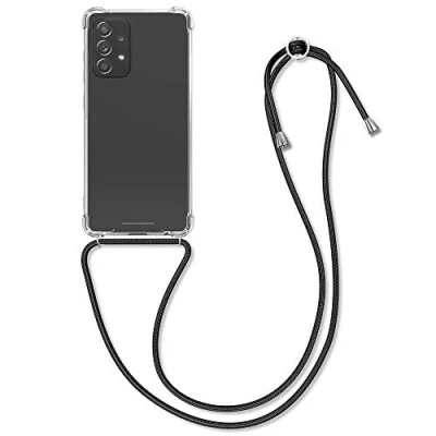 Afbeelding van kwmobile telefoonhoesje geschikt voor Samsung Galaxy A52 / 5G A52s Hoesje met telefoonkoord Back cover in zwart transparant