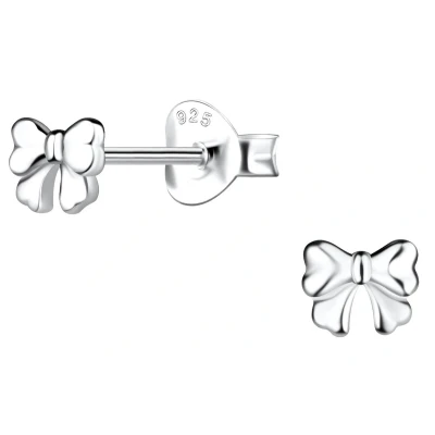Afbeelding van JoyS Zilveren strikje oorbellen 5 x 4 mm gepolijst strik oorknopjes sterling zilver 925