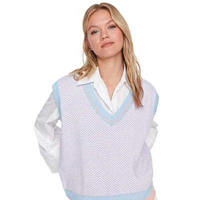 Afbeelding van Trendyol Dames Lila Jacquard Knitwear Jumpers Pullover Sweater, Paars, M